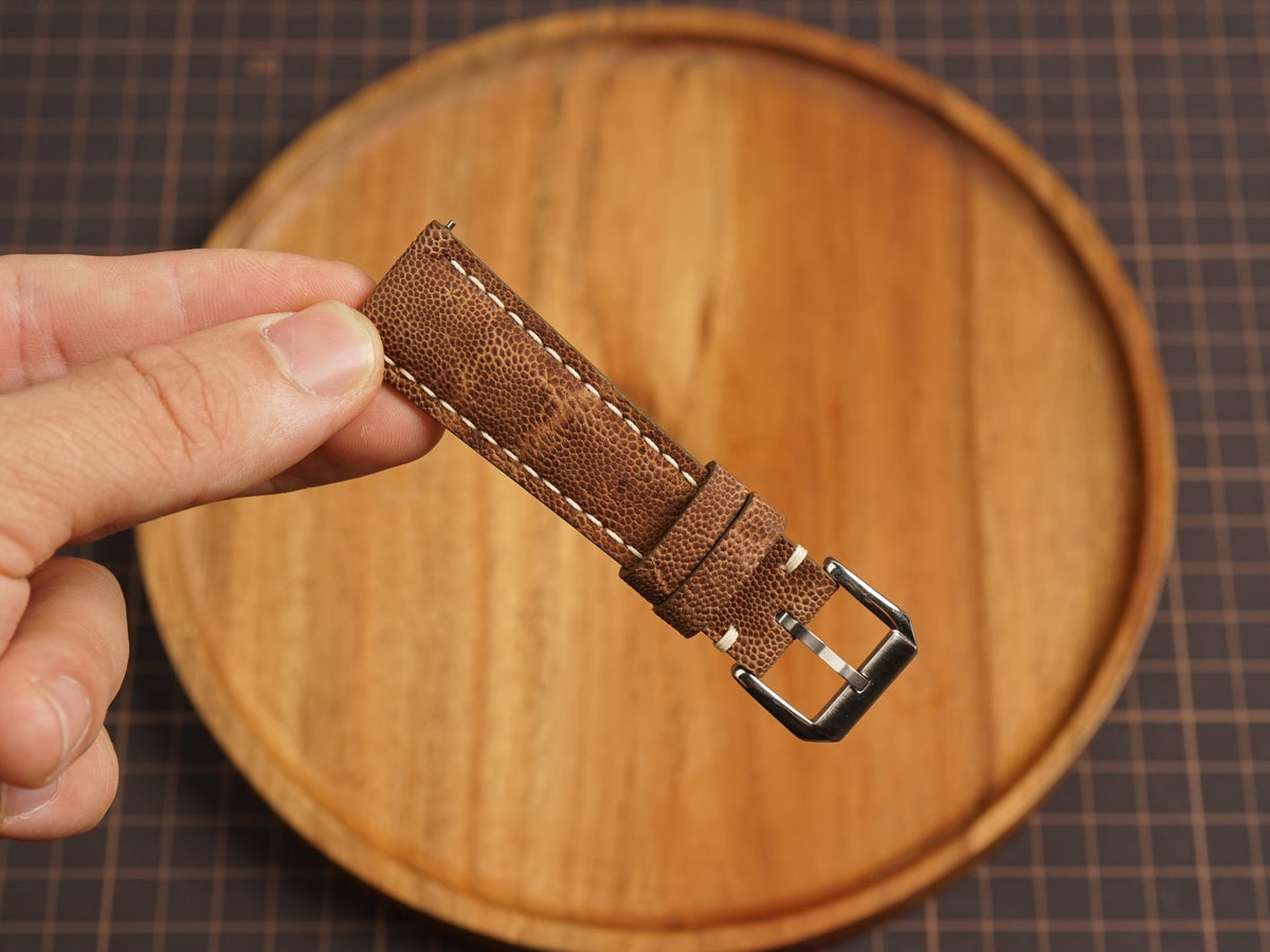 Bespoke Caramel Brown Nubuck Exotic Leather Watch Strap, Dress Watch Band