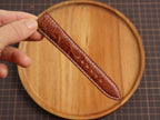 Bespoke Brown Ostrich Leather Watch Strap White Stitching, Dress Watch Band