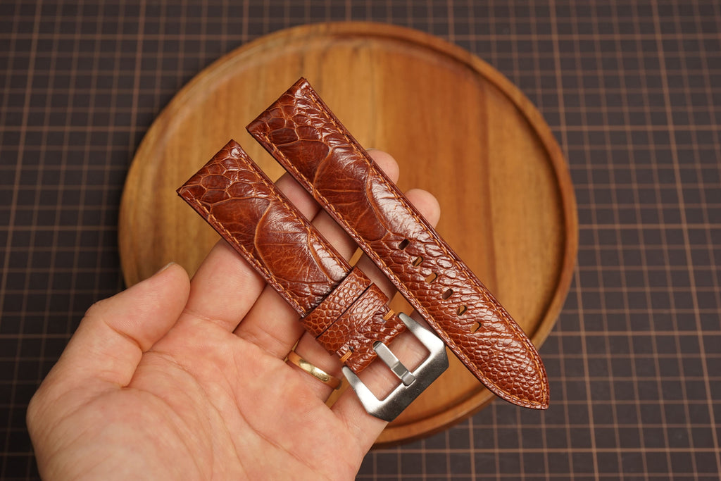 Bespoke Brown Ostrich Leather Watch Strap for Panerai 20/22/24/26/27mm