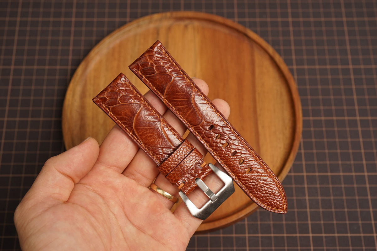Bespoke Brown Ostrich Leather Watch Strap for Panerai 20/22/24/26/27mm