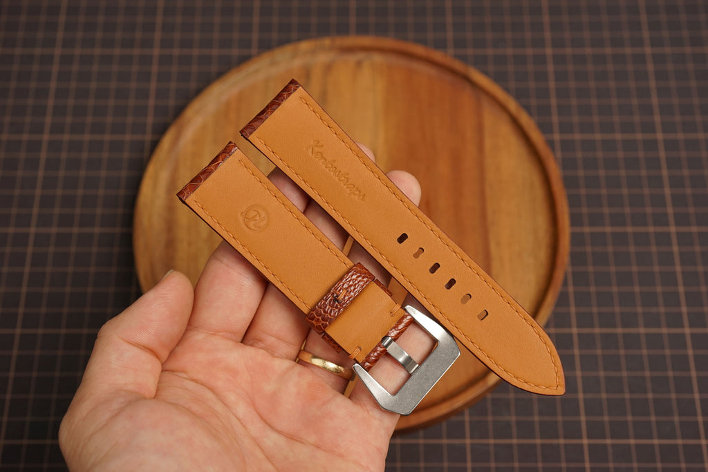 Bespoke Brown Ostrich Leather Watch Strap for Panerai 20/22/24/26/27mm