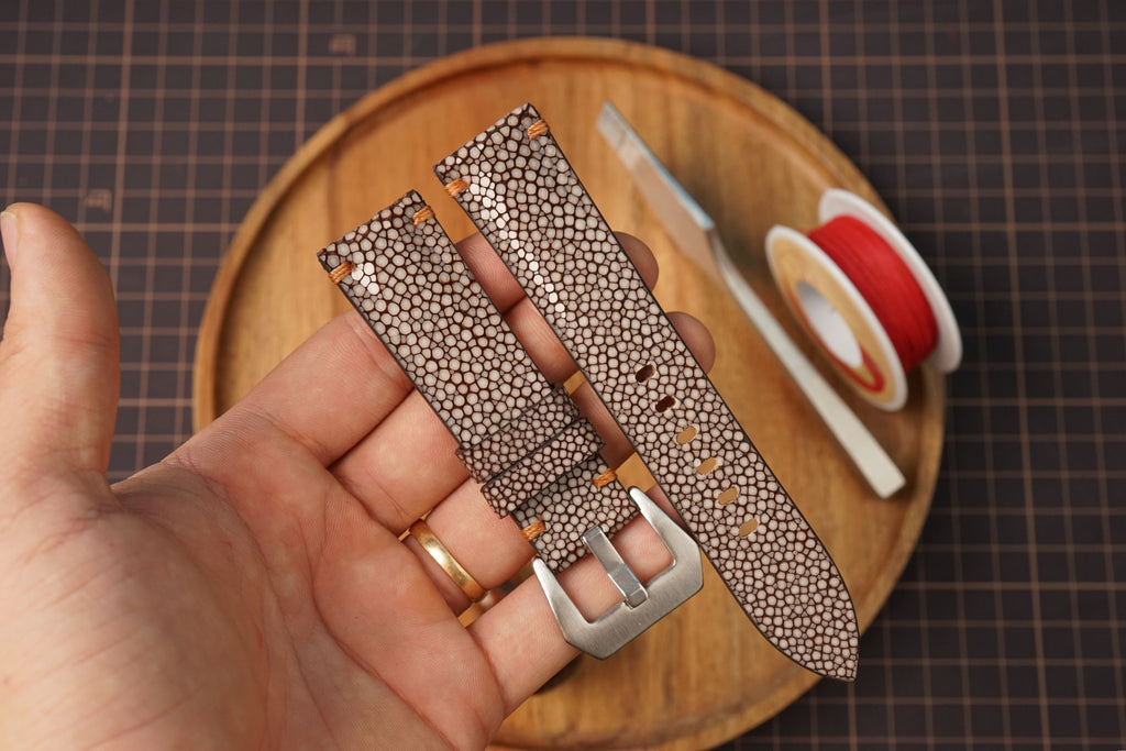 Bespoke Brown No Pearl Stingray Leather Watch Strap for Panerai 20/22/24/26/27mm