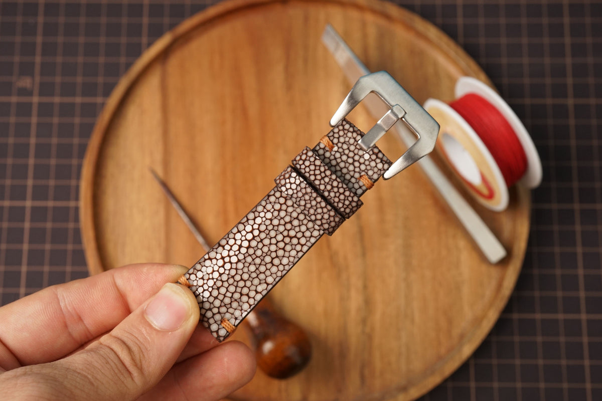 Bespoke Brown No Pearl Stingray Leather Watch Strap for Panerai 20/22/24/26/27mm