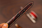 Bespoke Burgundy Black Ostrich Leather Watch Strap, Exotic Leather Watch Band
