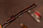 Bespoke Burgundy Black Ostrich Leather Watch Strap, Exotic Leather Watch Band