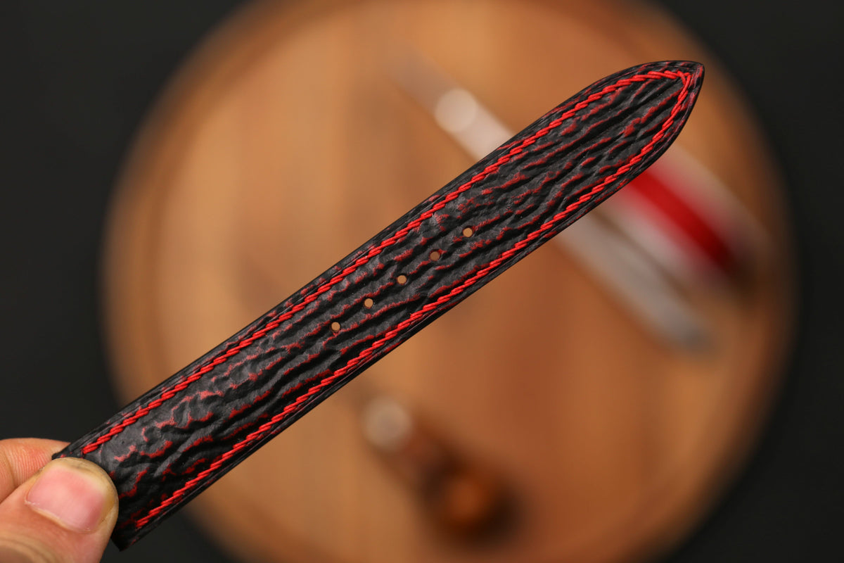 Bespoke Burgundy Black Exotic Shak Leather Watch Strap