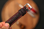 Bespoke Burgundy Black Exotic Shak Leather Watch Strap
