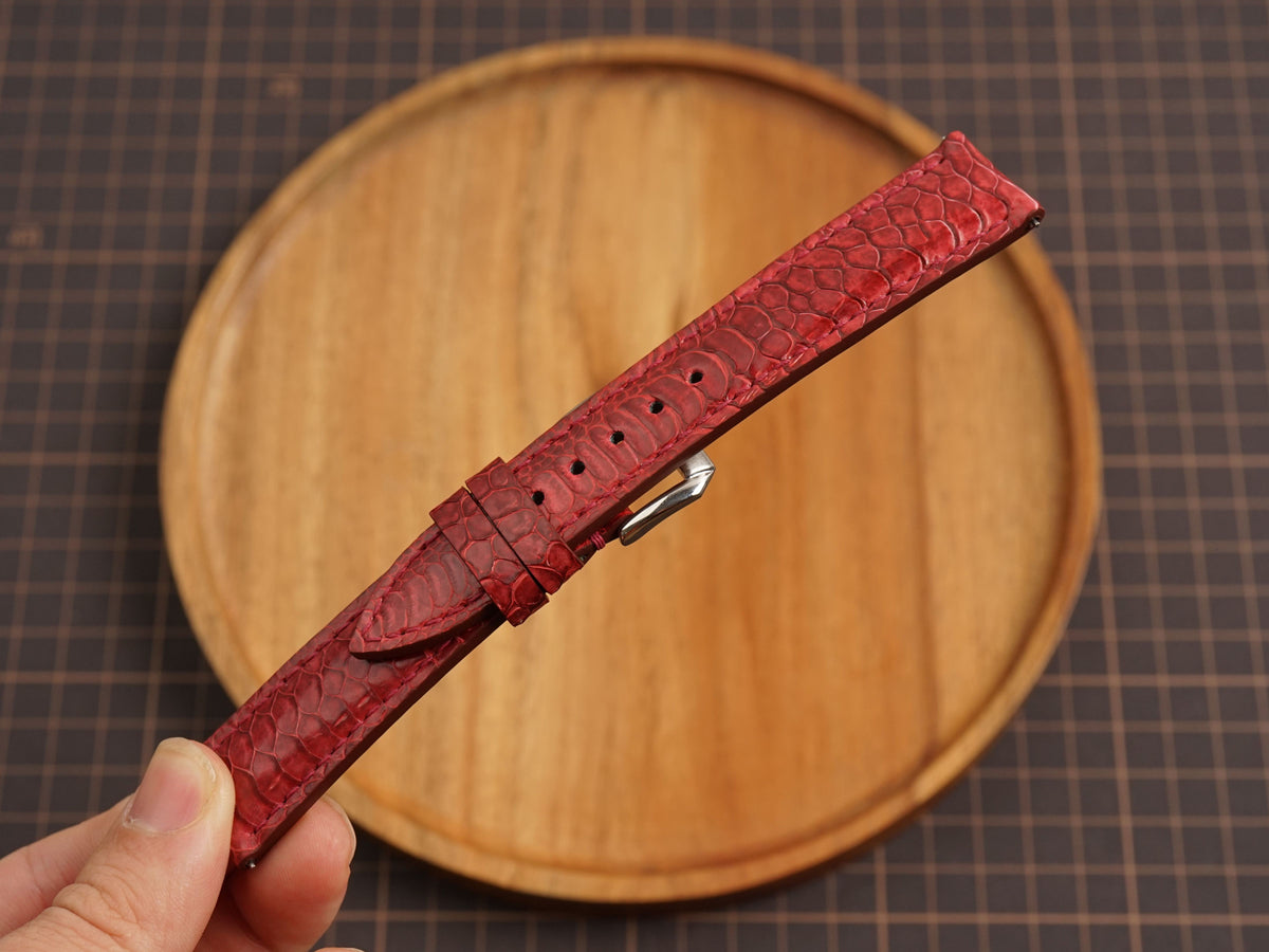 Bespoke Burgundy Chicken Leg Leather Watch Strap, Dress Watch Band