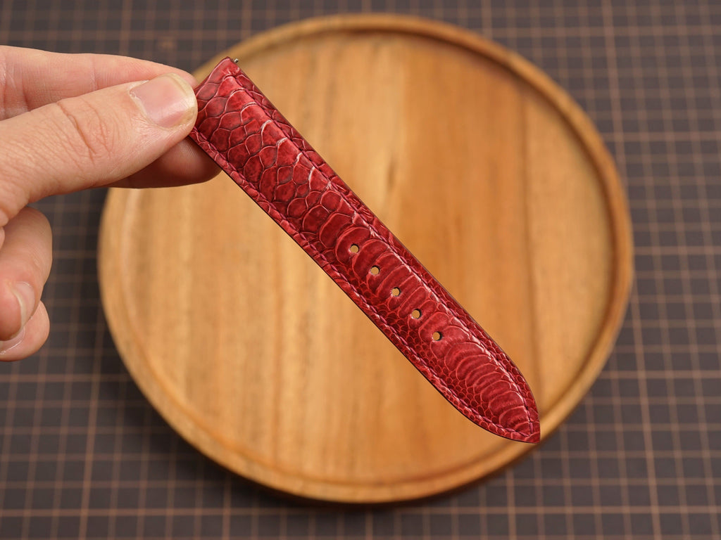 Bespoke Burgundy Chicken Leg Leather Watch Strap, Dress Watch Band