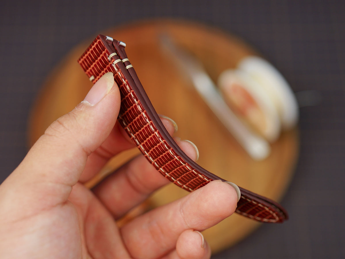 Bespoke Burgundy Lizard Leather Watch Strap for Cartier Santos, Roadster, Dumont