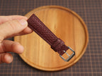 Bespoke Burgundy Nubuck Beaver Tail Exotic Leather Watch Strap, Dress Watch Band