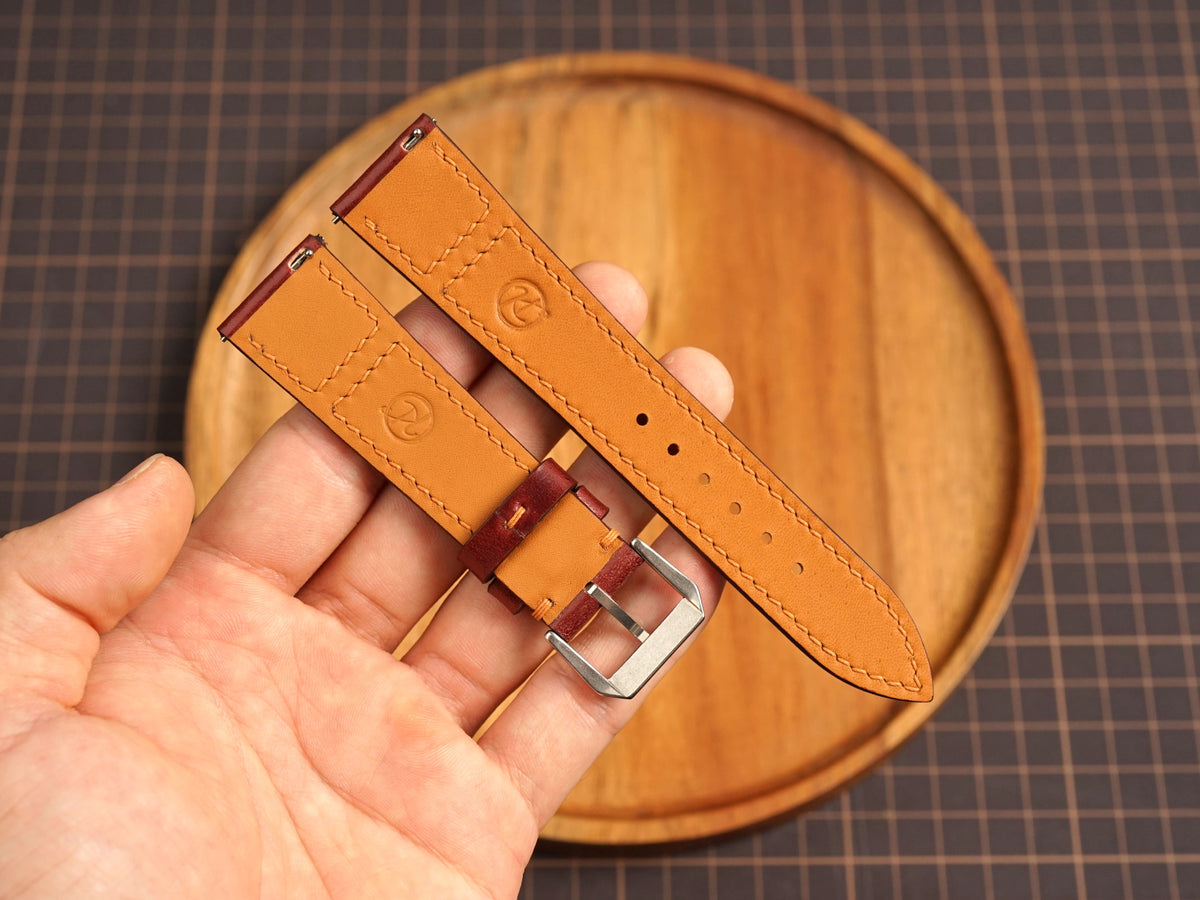 Bespoke Burgundy Shell Cordovan Leather Watch Strap for JLC 16/17/18/19/20/21mm