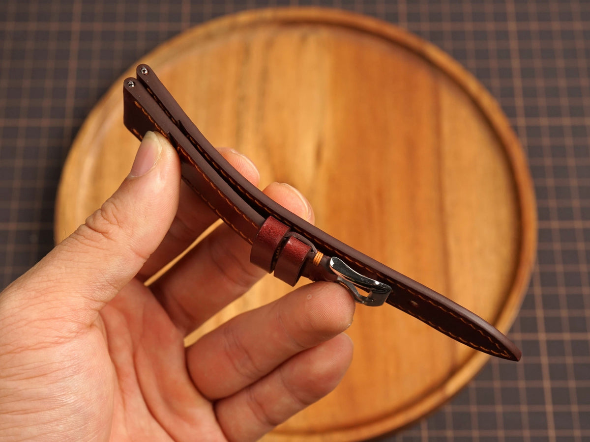 Bespoke Burgundy Shell Cordovan Leather Watch Strap for JLC 16/17/18/19/20/21mm