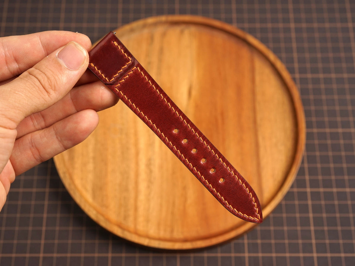 Bespoke Burgundy Shell Cordovan Leather Watch Strap for JLC 16/17/18/19/20/21mm