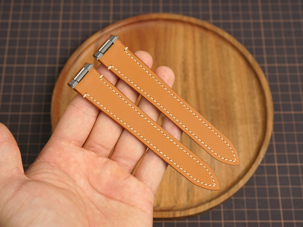 Bespoke Camel Brown Calf Leather Watch Strap for Cartier Santos, Roadster, Dumont
