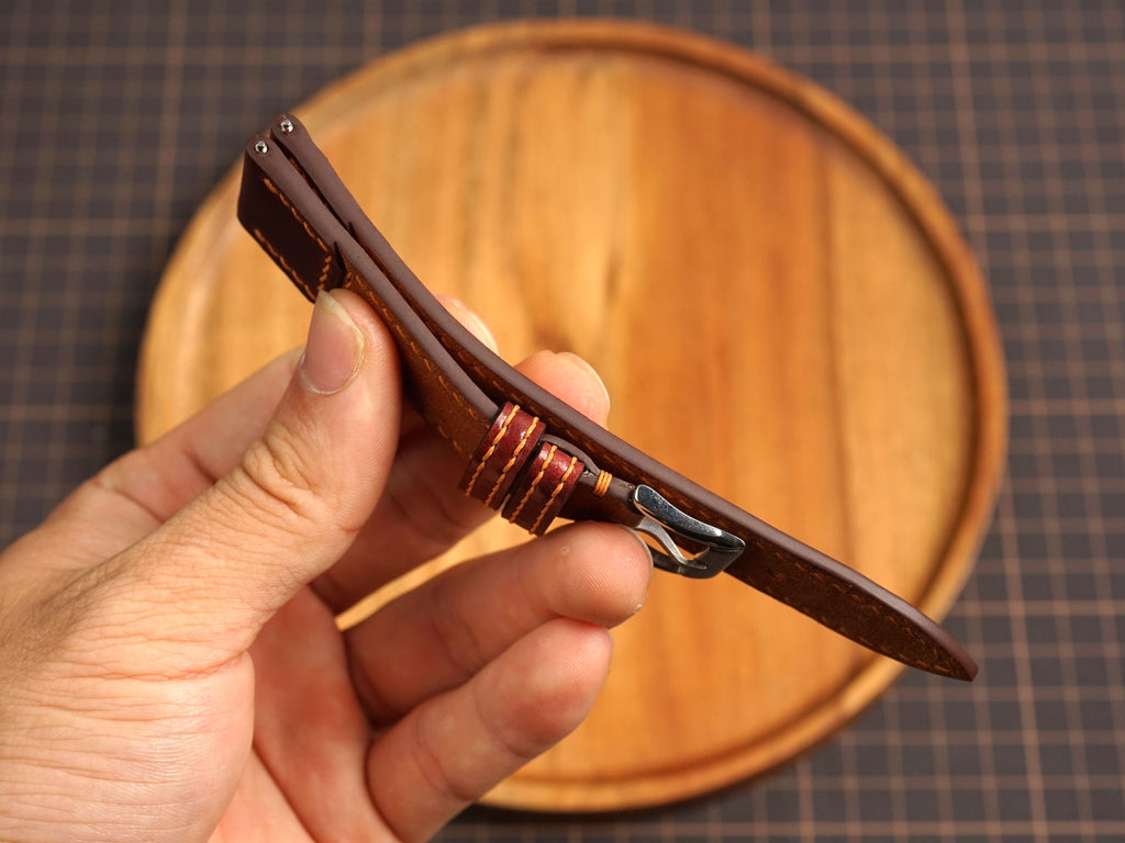 Bespoke Caramel Pueblo mix Shell Cordovan Leather Watch Strap for JLC 16/17/18/19/20/21mm