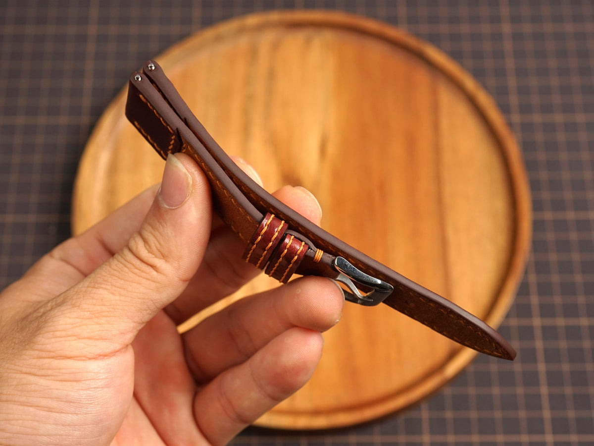 Bespoke Caramel Pueblo mix Shell Cordovan Leather Watch Strap for JLC 16/17/18/19/20/21mm