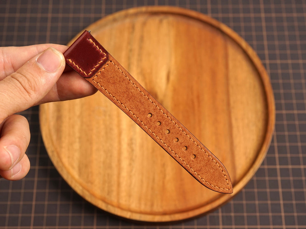 Bespoke Caramel Pueblo mix Shell Cordovan Leather Watch Strap for JLC 16/17/18/19/20/21mm
