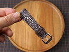 Bespoke Choco Brown Double Pearl Stingray Leather Watch Strap, Dress Watch Band
