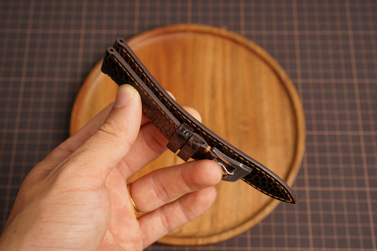 Bespoke Choco Brown Beaver Tail Leather Watch Strap for Panerai 20/22/24/26/27mm
