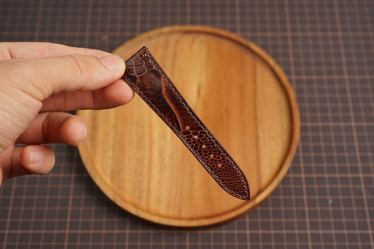 Bespoke Chocolate Brown Ostrich Leather Watch Strap