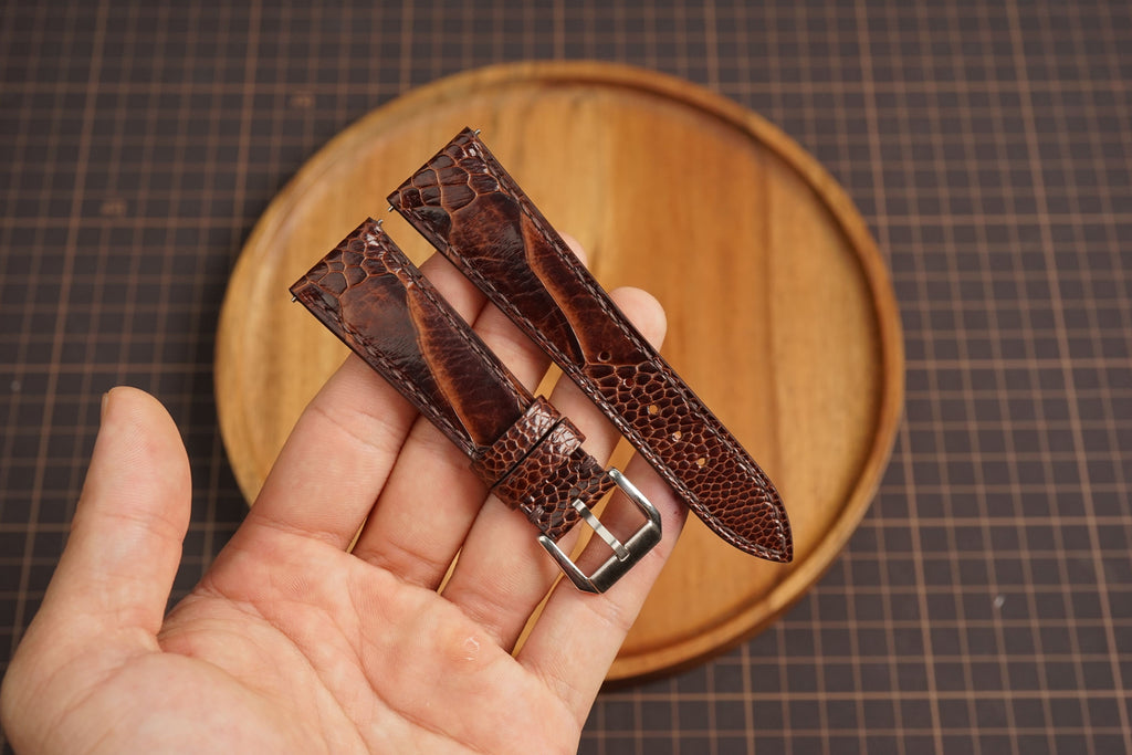 Bespoke Chocolate Brown Ostrich Leather Watch Strap