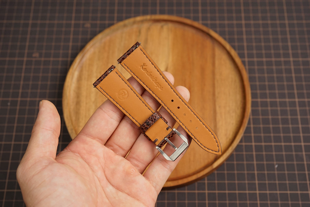 Bespoke Chocolate Brown Ostrich Leather Watch Strap