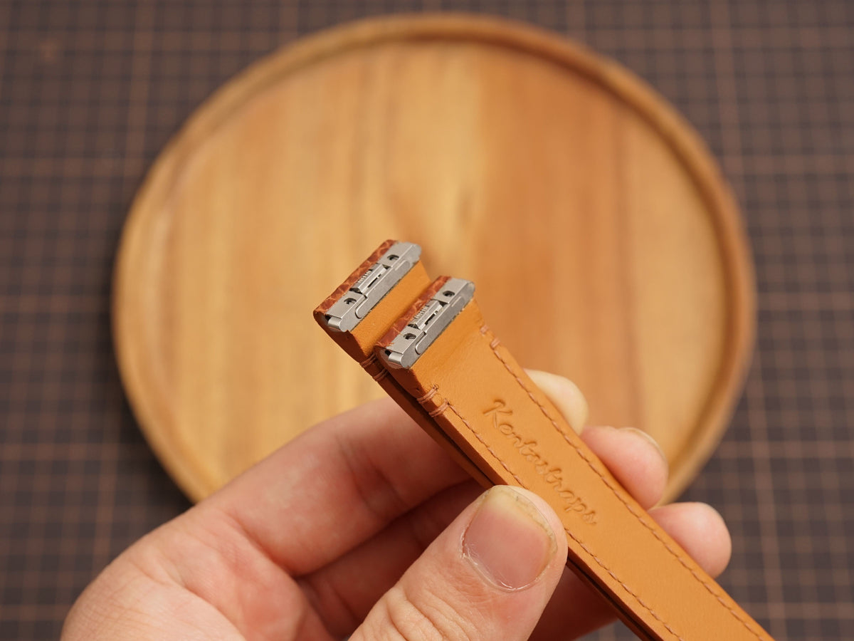 Bespoke Cognac Ostrich Leather Watch Strap for Cartier Santos, Roadster, Dumont