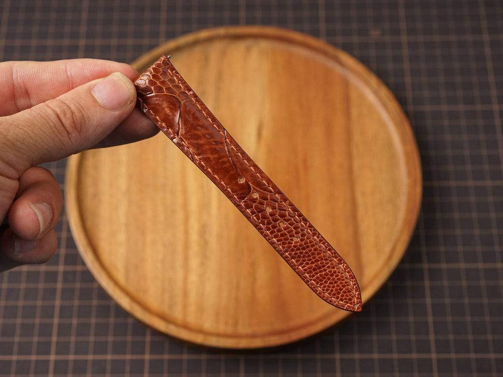 Bespoke Cognac Brown Ostrich Leather Watch Strap