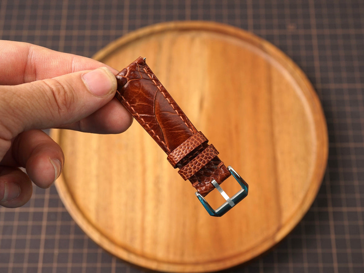 Bespoke Cognac Brown Ostrich Leather Watch Strap