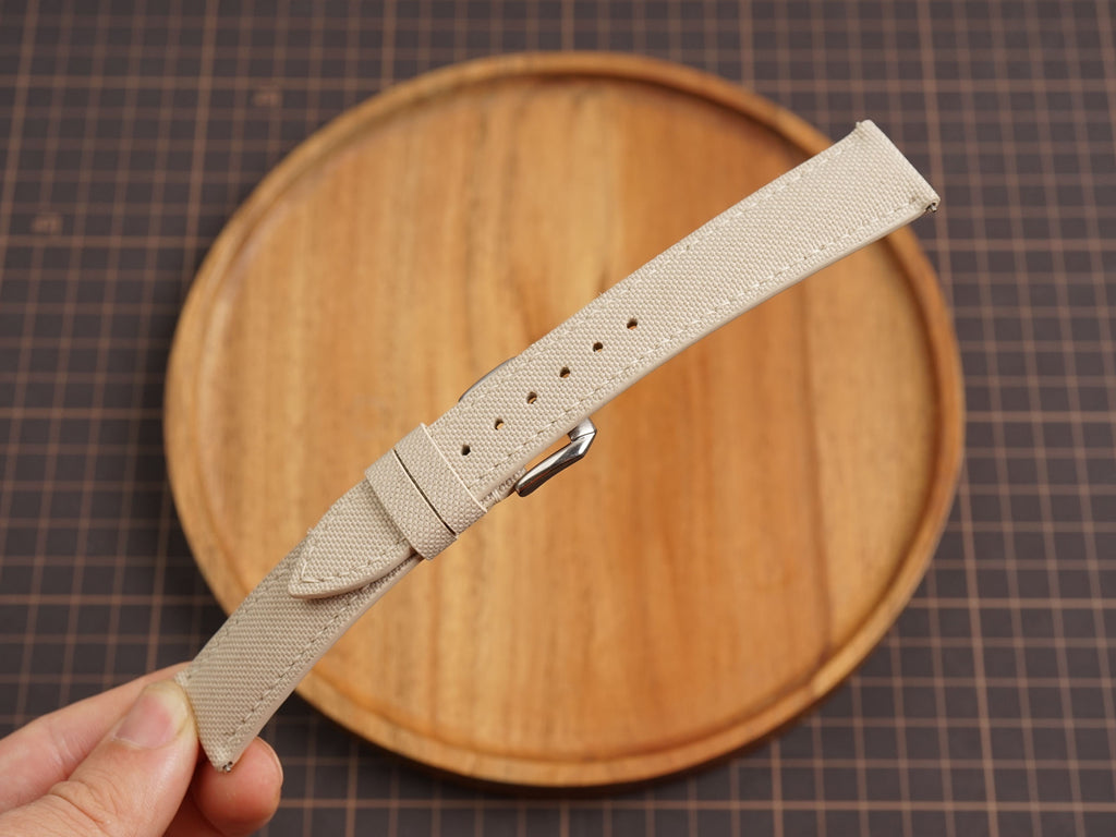 Bespoke Cream Off White Canvas Watch Strap, Dress Watch Band