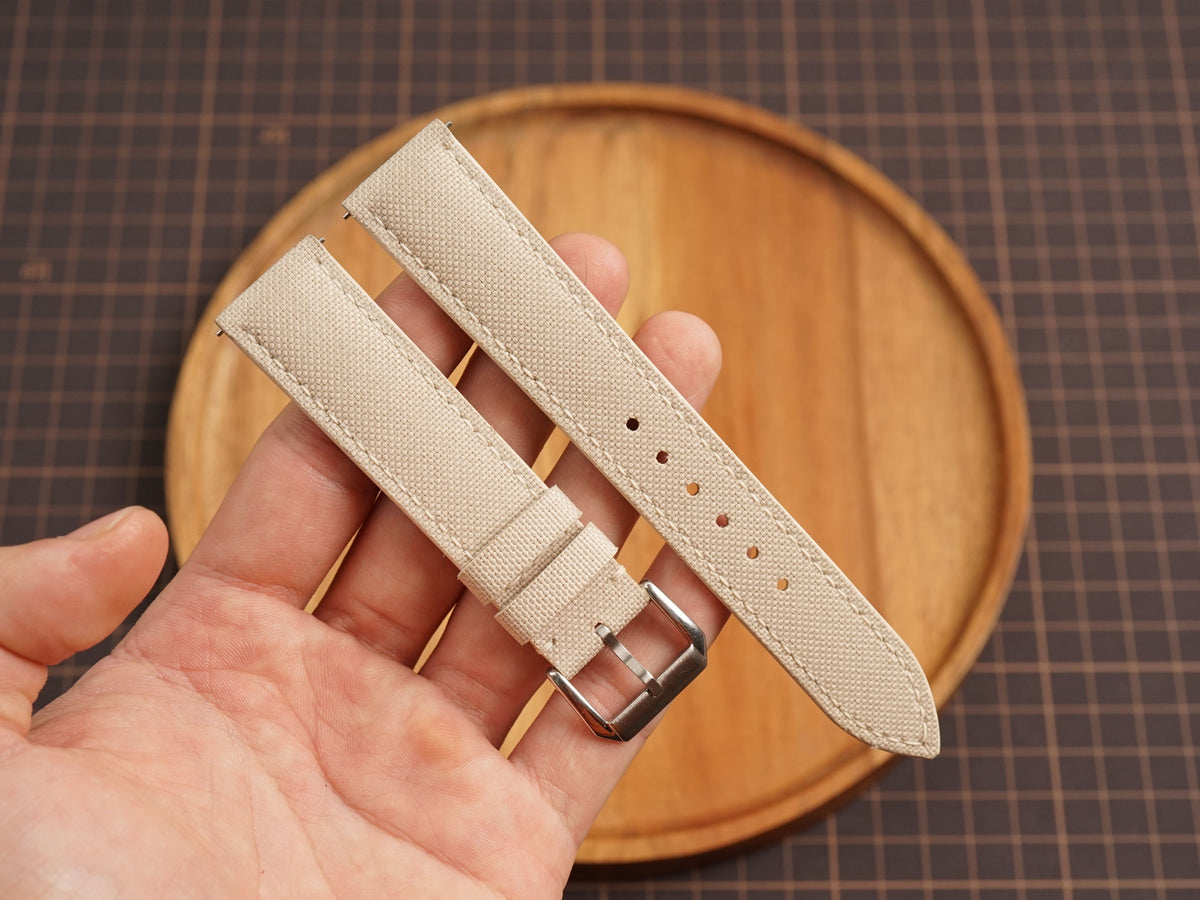 Bespoke Cream Off White Canvas Watch Strap, Dress Watch Band