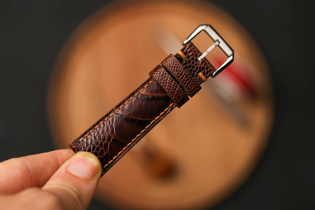 Bespoke Dark Brown Ostrich Leather Watch Strap