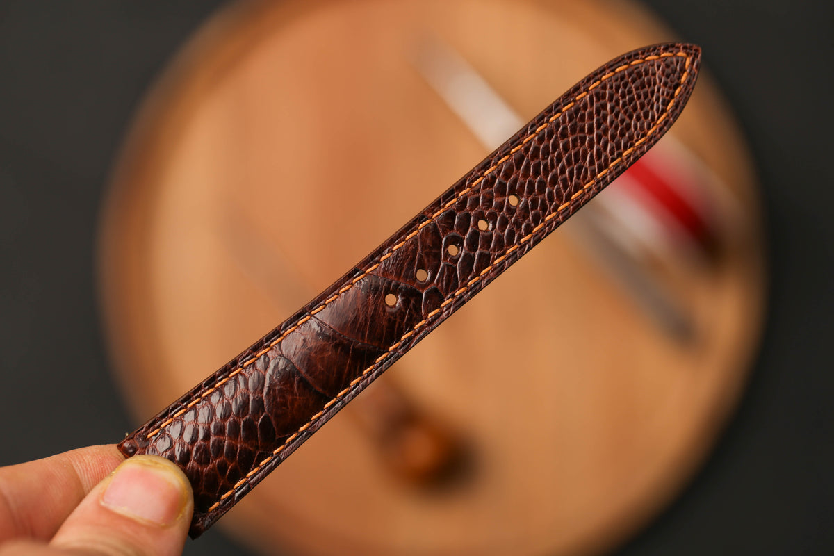 Bespoke Dark Brown Ostrich Leather Watch Strap