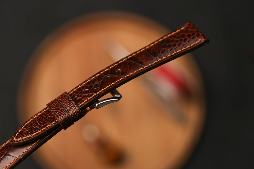 Bespoke Dark Brown Ostrich Leather Watch Strap