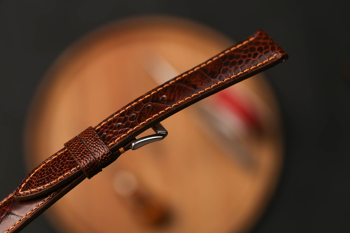 Bespoke Dark Brown Ostrich Leather Watch Strap