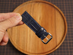 Bespoke Dark Navy Alligator Leather Watch Strap, Flat Design, Dress Watch Band