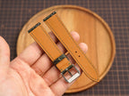 Bespoke Dark Olive Glossy Lizard Leather Watch Strap, Dress Watch Band