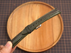Bespoke Dark Olive Glossy Lizard Leather Watch Strap, Dress Watch Band