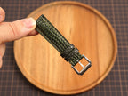 Bespoke Dark Olive Glossy Lizard Leather Watch Strap, Dress Watch Band