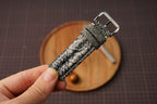 Bespoke Double Padded Navy Gray Ostrich Leather Watch Strap