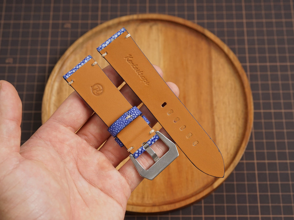 Bespoke Double Pearl Navy Blue Stingray Leather Watch Strap for Panerai 20/22/24/26/27mm