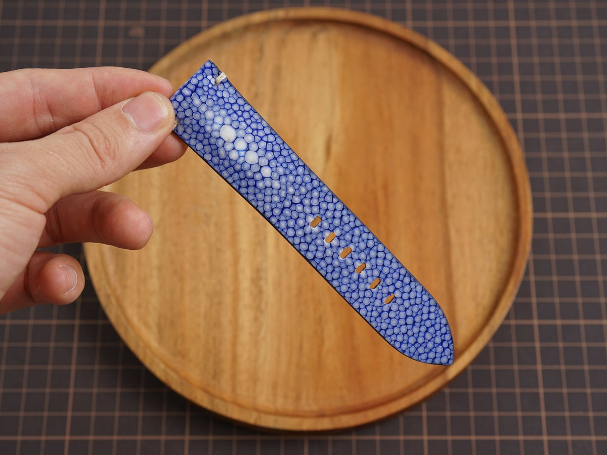 Bespoke Double Pearl Navy Blue Stingray Leather Watch Strap for Panerai 20/22/24/26/27mm