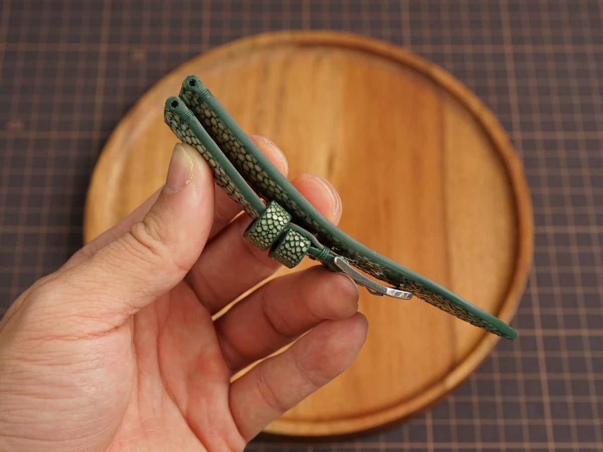 Bespoke Double Pearl Olive Stingray Leather Watch Strap for Panerai 20/22/24/26/27mm