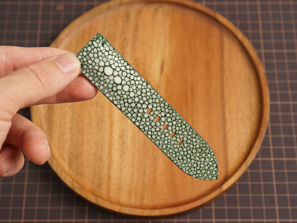 Bespoke Double Pearl Olive Stingray Leather Watch Strap for Panerai 20/22/24/26/27mm