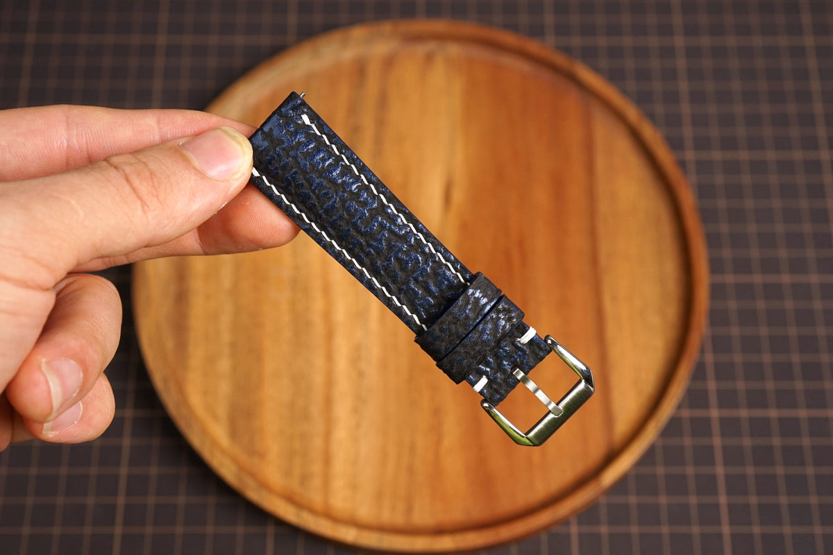 Bespoke Bronze Navy Exotic Leather Watch Strap