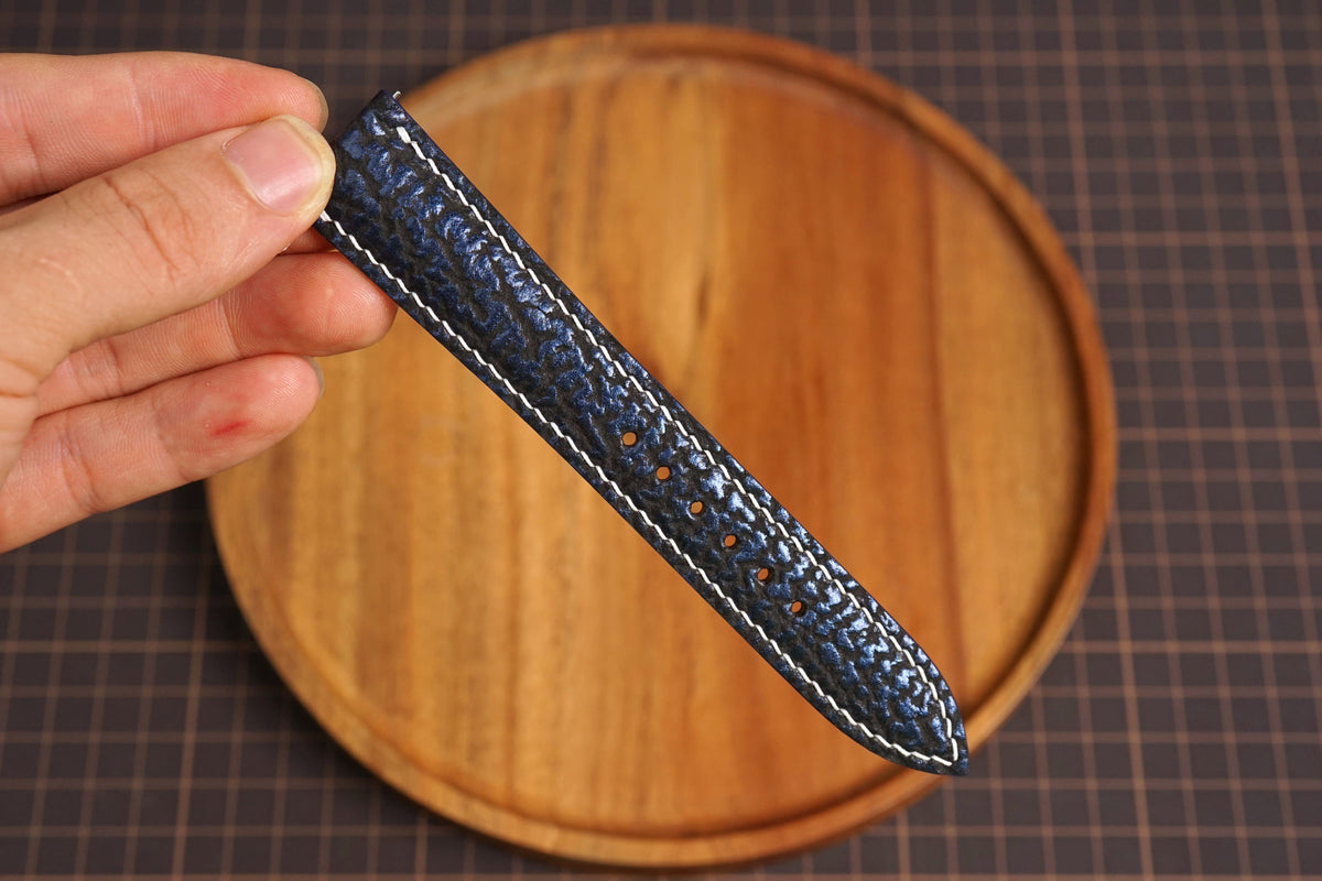 Bespoke Bronze Navy Exotic Leather Watch Strap