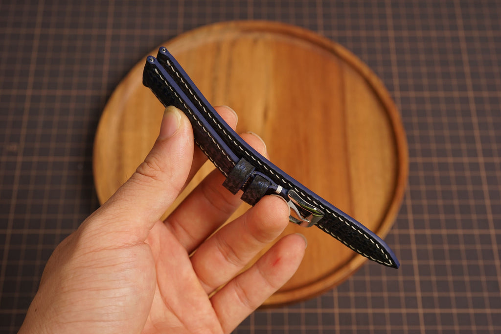 Bespoke Bronze Navy Exotic Leather Watch Strap