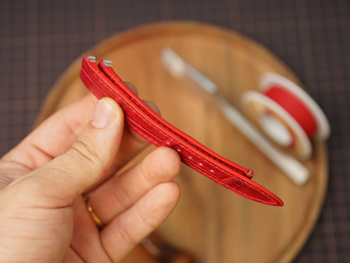 Bespoke Red Alligator Leather Watch Strap for Cartier Santos, Dumont, Roadster