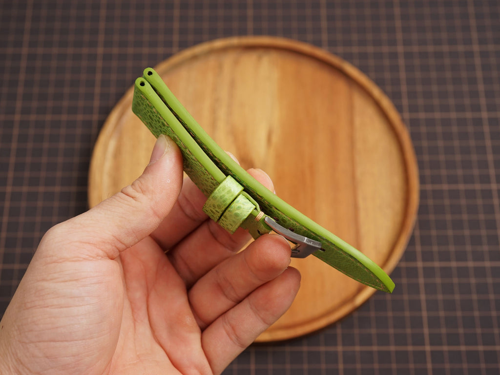 Bespoke Lime Green Toad Leather Watch Strap for Panerai 20/22/24/26/27mm, Flat and Padded Style